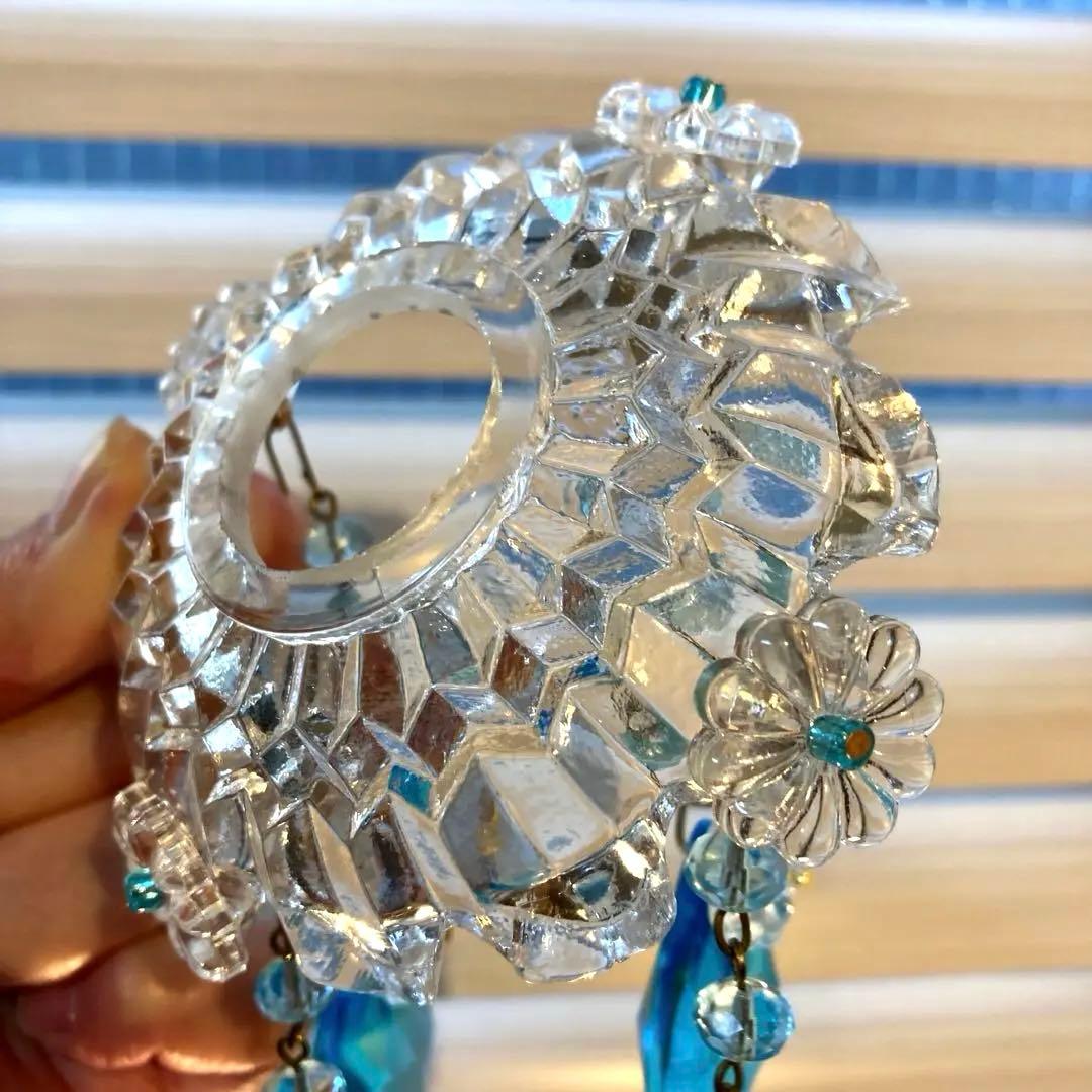 ミニシャンデリア　1920年　フランスアンティーク　ブルードロップ