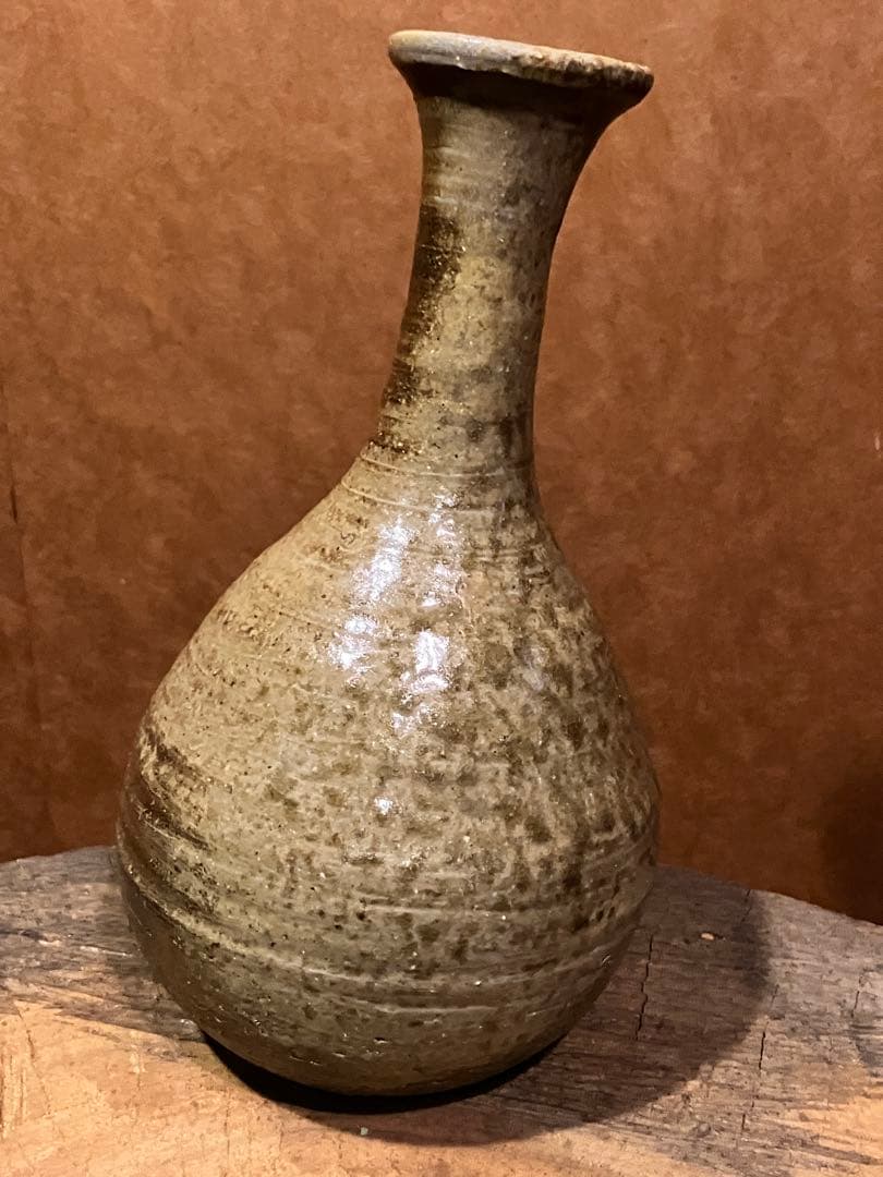 備前　焼き締め　鶴首　花入