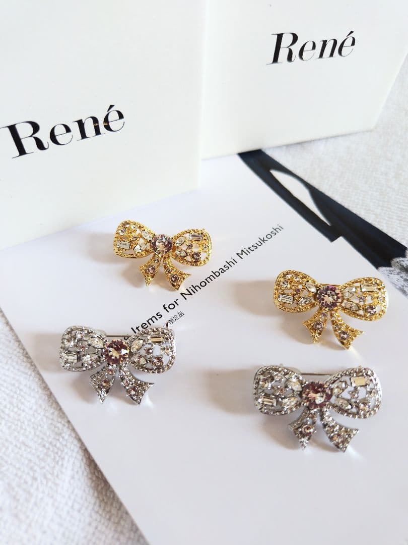 Rene ルネ リボンブローチ  ２個セット 日本橋三越本店限定 新品未使用