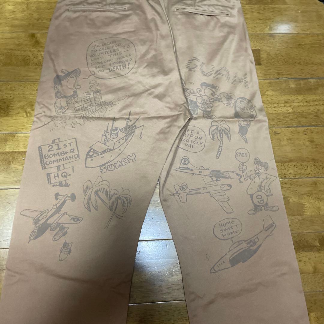 バズリクソンズ エイジング加工 ペイント チノ パンツ ブラウン系 32(中古)