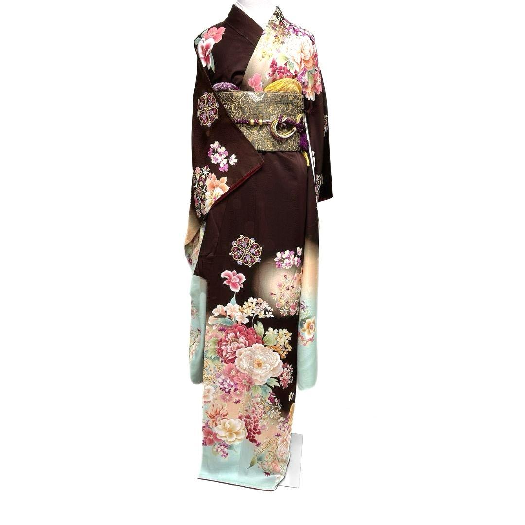 振袖　刺繍　牡丹　花紋　花模様　成人式 晴れの日 着物 045a p