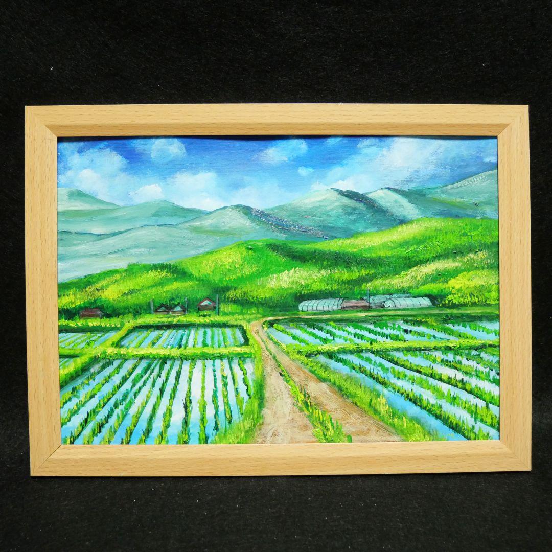 油絵 絵画 【田舎の田んぼ】