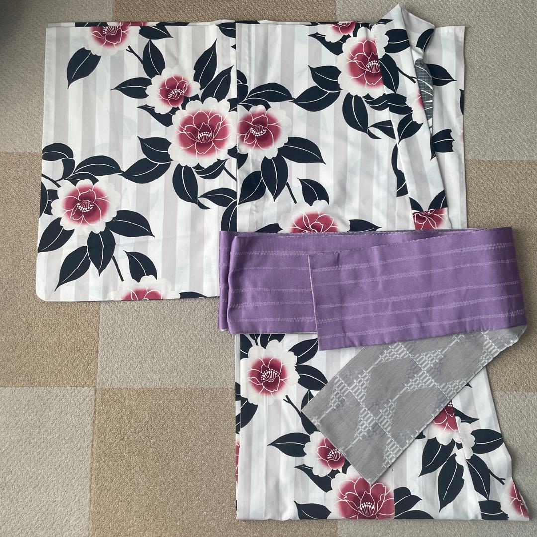 きものやまと キモノバイナデシコ 浴衣　帯　セット　モダン　ストライプ　ボーダー