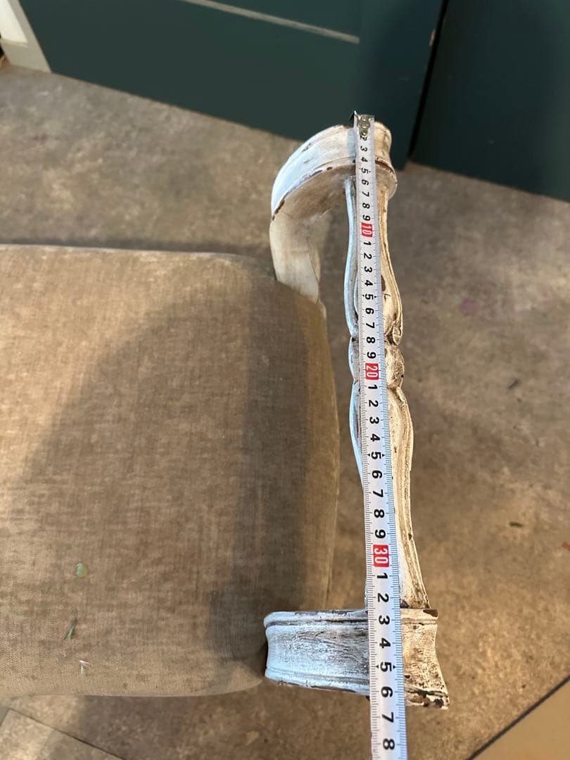 アンティークベンチ 木製 布張り