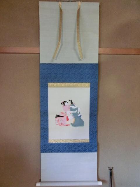 掛軸■春画 日本画 浮世絵 絹本 時代 浮世絵 美術品 骨董品■B