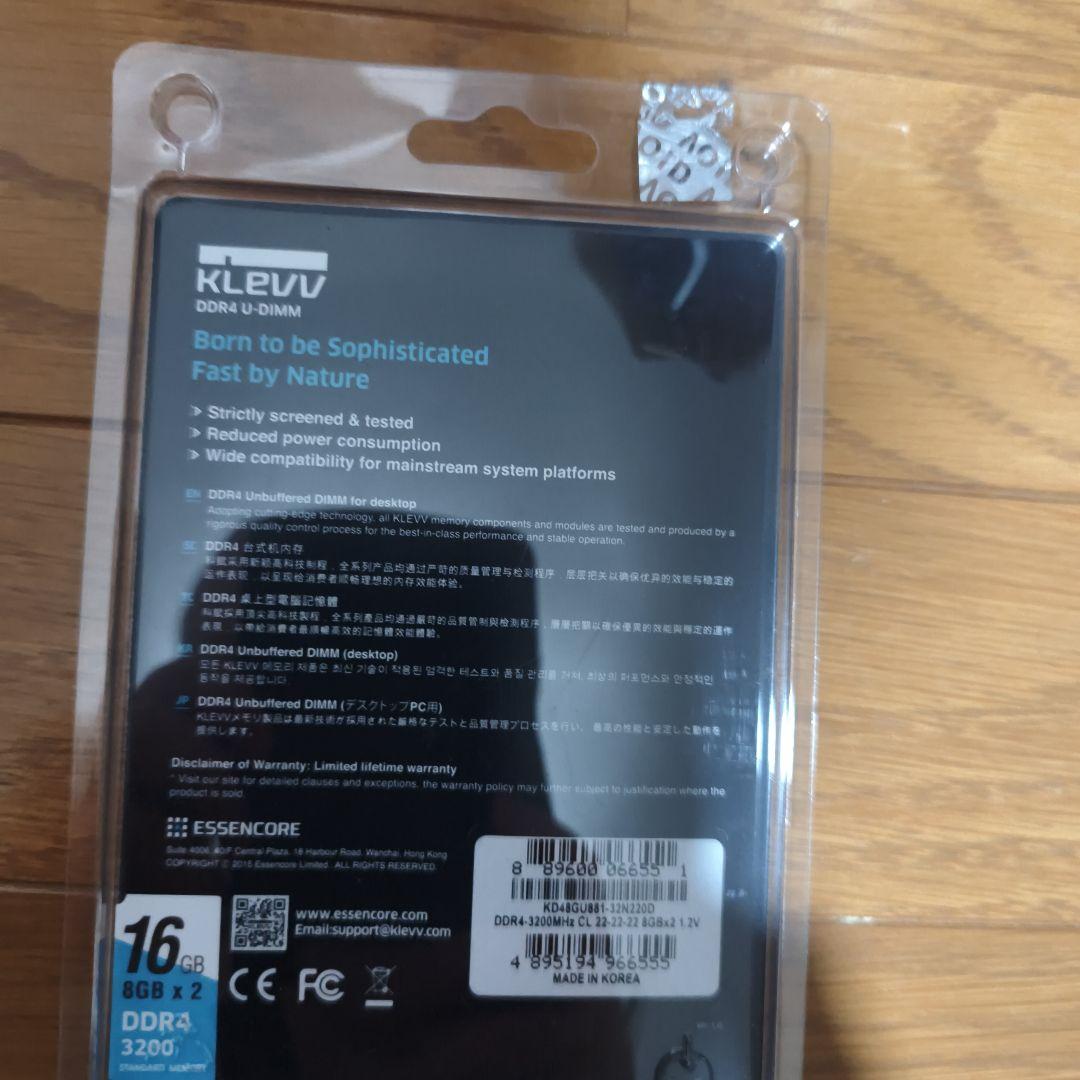 KLEVV DDR4-3200 16GB(8GB×2枚) メモリ