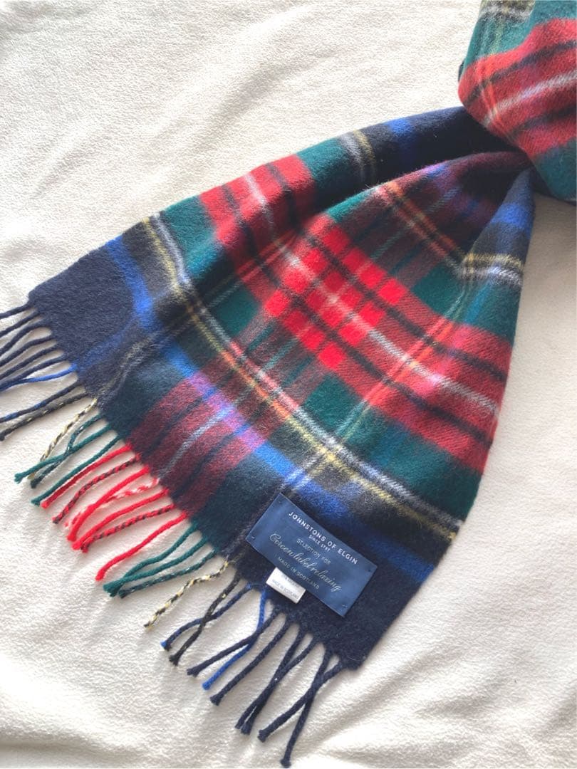 ユナイテッドアローズ別注　ジョンストンズ　タータンチェック柄　マフラー　美品