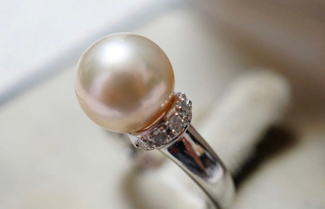 10.2ミリのあこや真珠　ダイヤモンド　シルバーリング