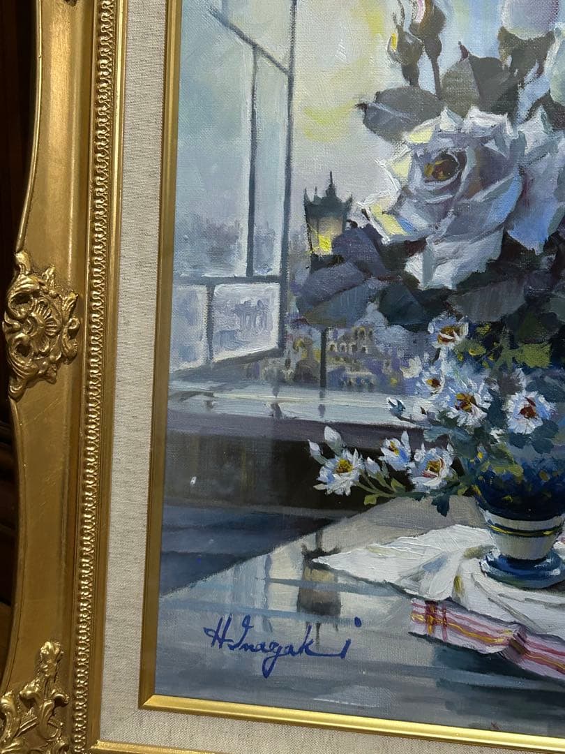 最終値下げ　おすすめ　稲垣久治　作品　バラ　薔薇　油絵