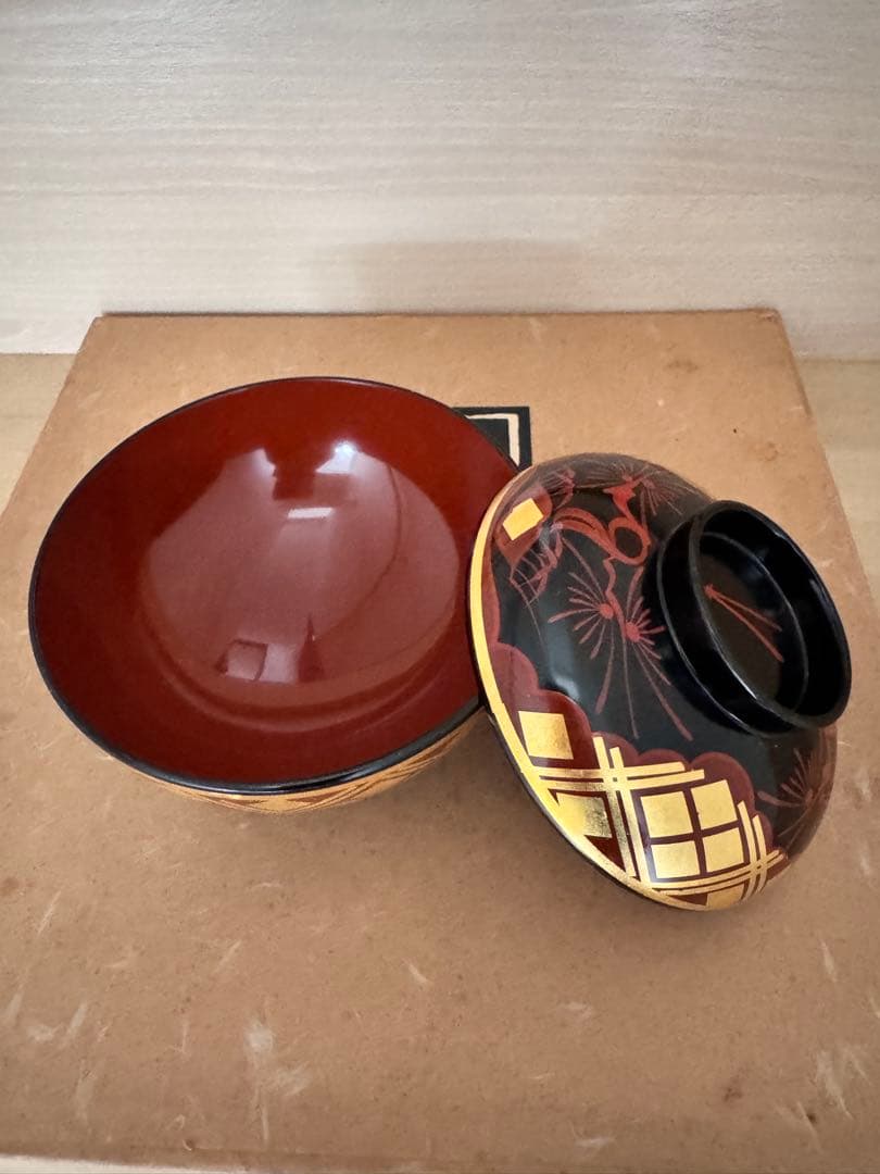 新品　秀衡塗り/お椀 蓋付き/5客セット /漆器 /うるし/漆器／伝統工芸／正月