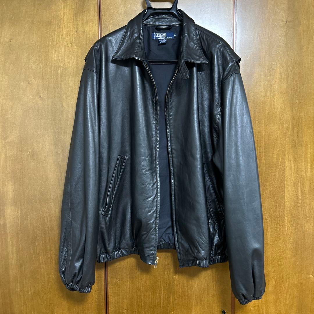 ポルトガル製XL ポロラルフローレン レザースイングトップジャケット ポニー無し