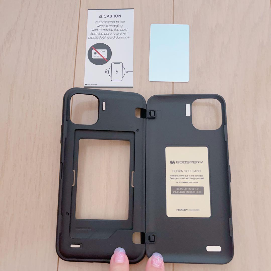 Goospery iPhone 11 ケース 背面 カード 収納 マグネット式