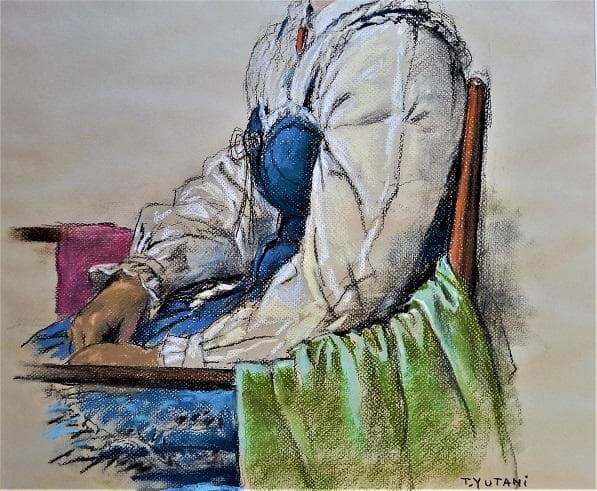 作家名由谷 敏明 （ゆたに としあき） 1922～「婦人像」パステル画