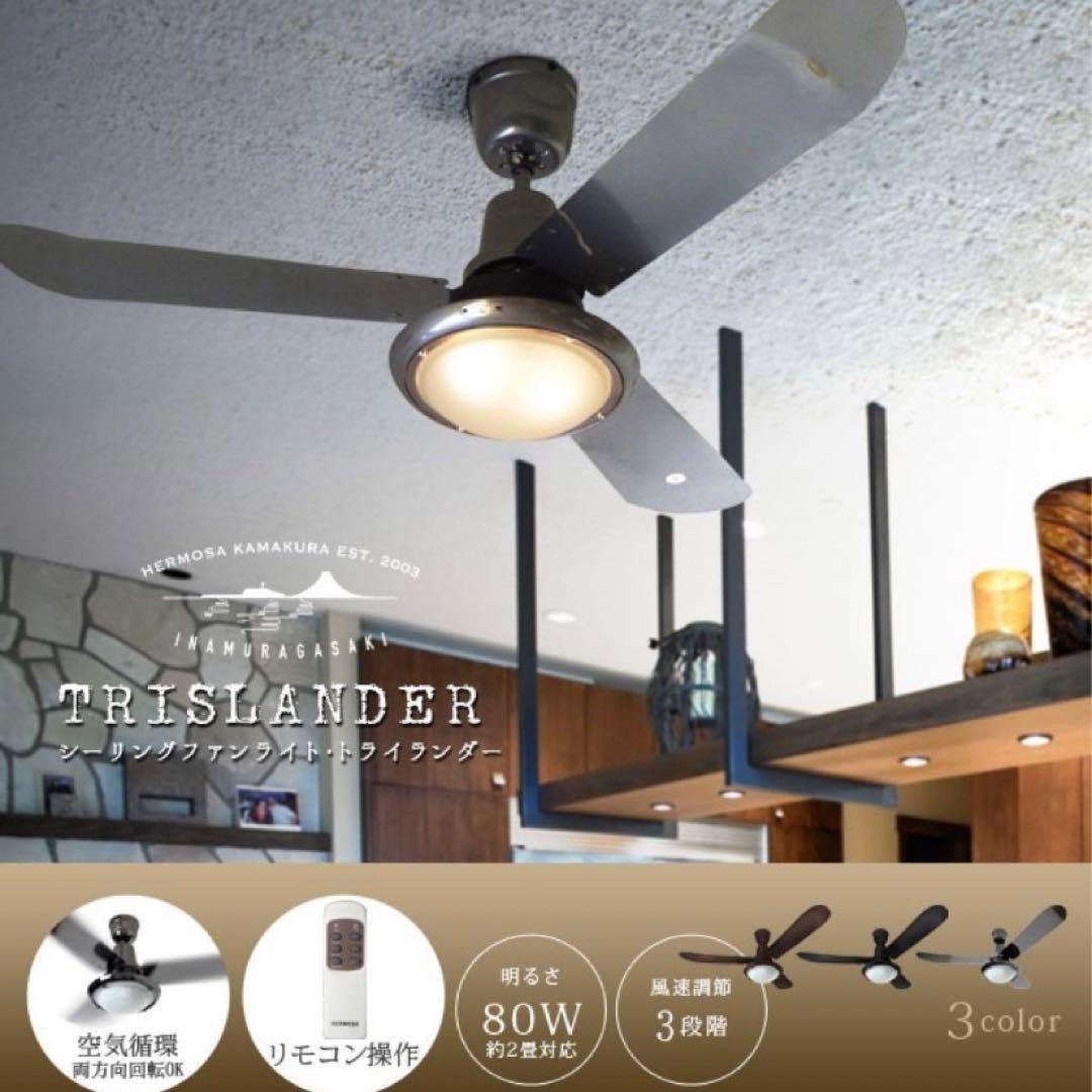 【廃盤品】HERMOSA TRER シーリングファン 2灯 ブラウン