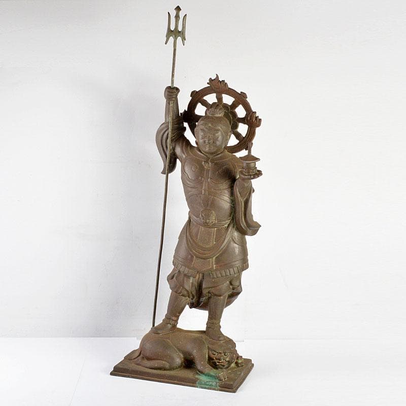 仏教美術　古銅　毘沙門天　仏像　置物　G　R4843B