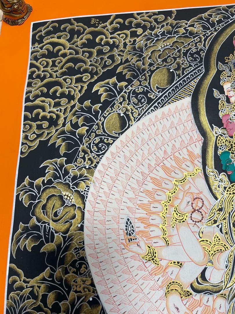 《 チベット密教　1点物 》 手描き　曼荼羅　十一面観音　千手観音　仏教　密教