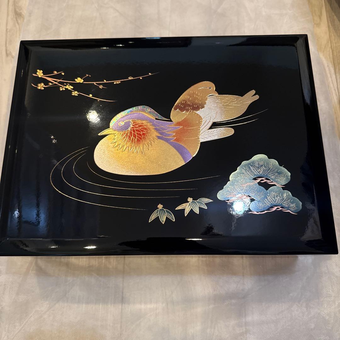 金色の鳥の木製重箱/結納 略式結納品 おしどりセット