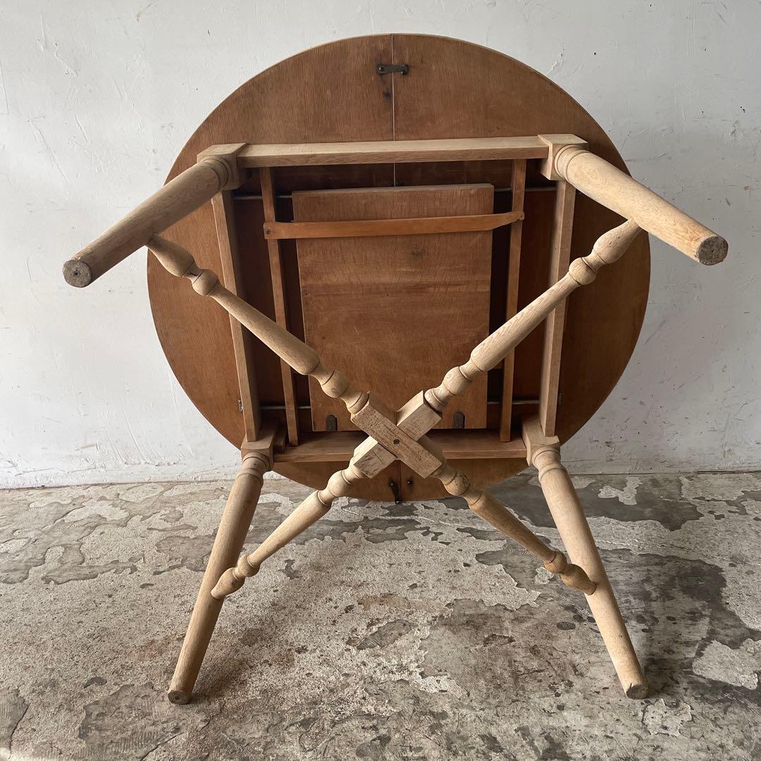 ビンテージ ラウンドエクステンションダイニングテーブル 剥離