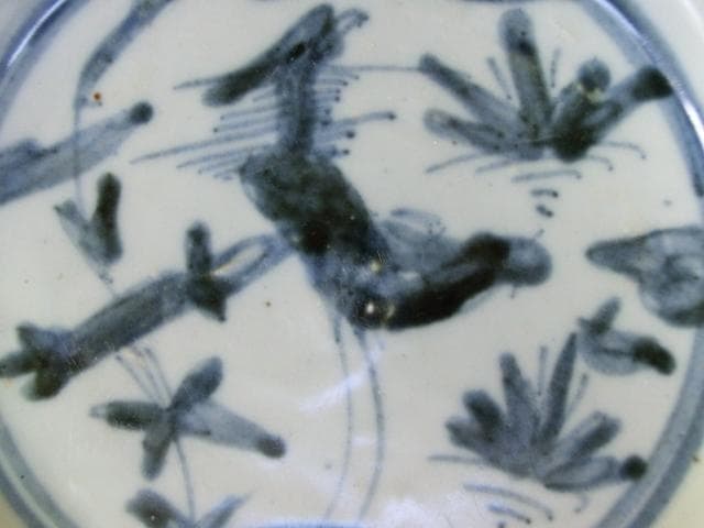 皿■染付 ホツ有り 古い中皿 砂高台 古玩 唐物 中国 古美術 時代物 骨董品■