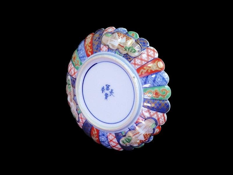 大聖寺伊万里　金襴手　紋章に菊花皿 　5寸皿　CYx