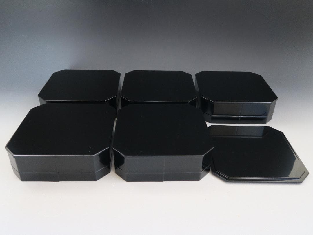 【輪島塗】縁高重 五段重 弘悦作 黒真塗 天然木 共箱