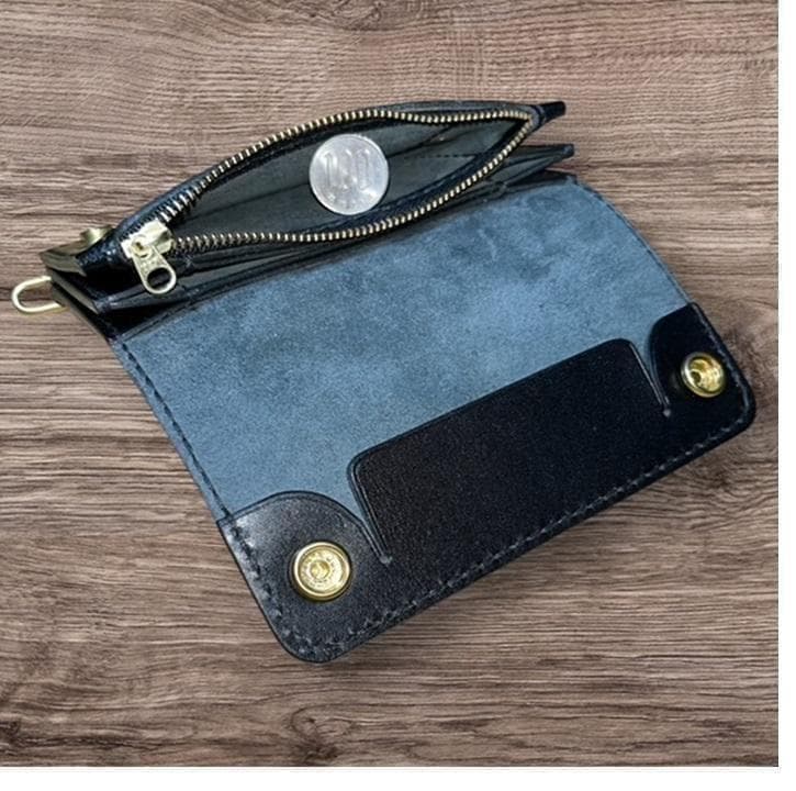ゴリオ ⑥ミドルトラッカーウォレット/栃木レザー/ホック真鍮/小判カン真鍮