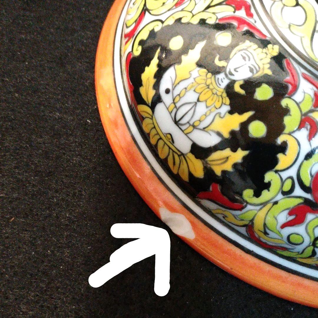 五彩　色絵　 蓋物　仏教紋 古陶　仏教美術