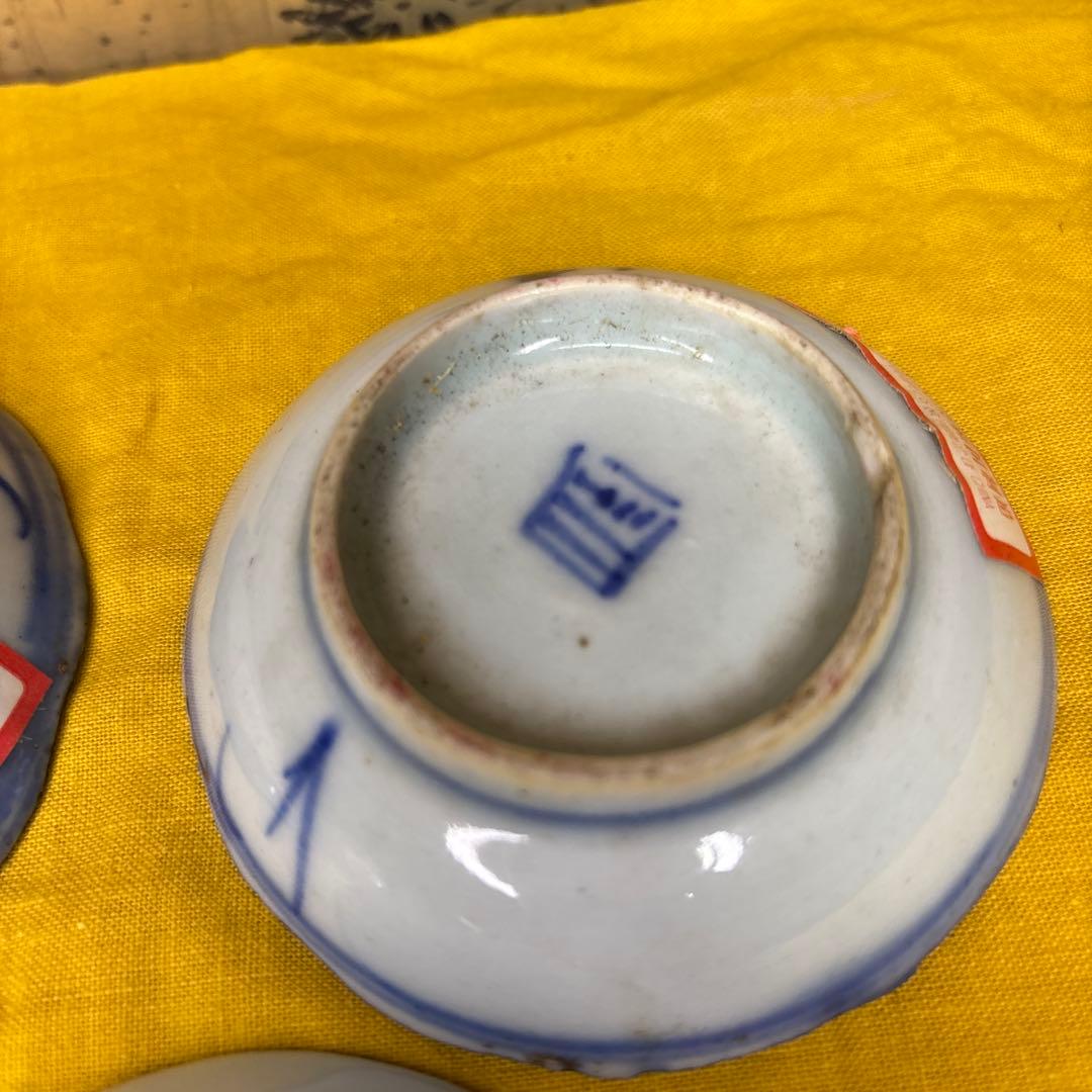 中国美術　染付皿　五客 鶴図