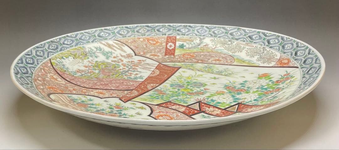 古伊万里　赤絵　染錦　大皿　L012