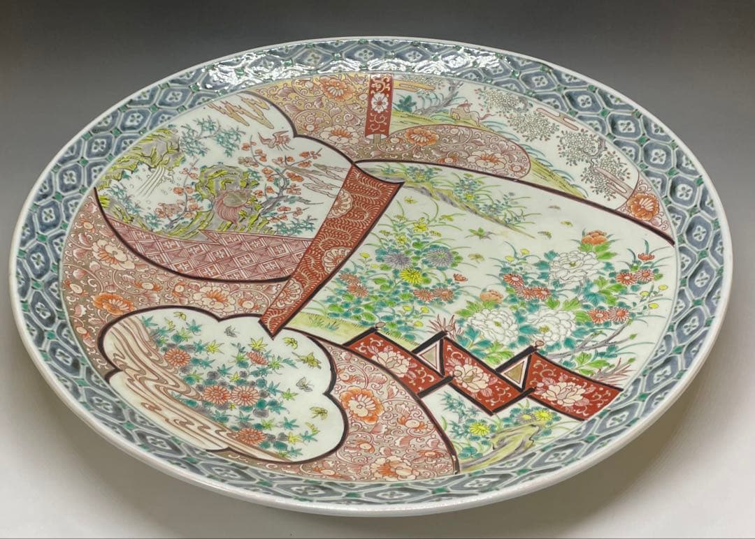 古伊万里　赤絵　染錦　大皿　L012