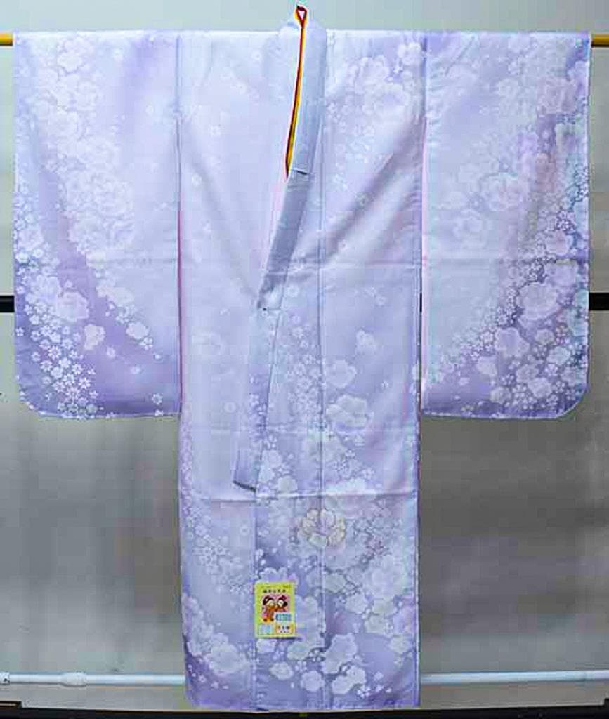 七五三 七歳 女児 着物と長襦袢の2点セット くすみパープル 陽気な天使 日本製