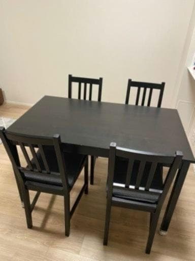 【引取限定 東京埼玉千葉】イケア テーブル×椅子4脚セット 無垢木材製 ブラック
