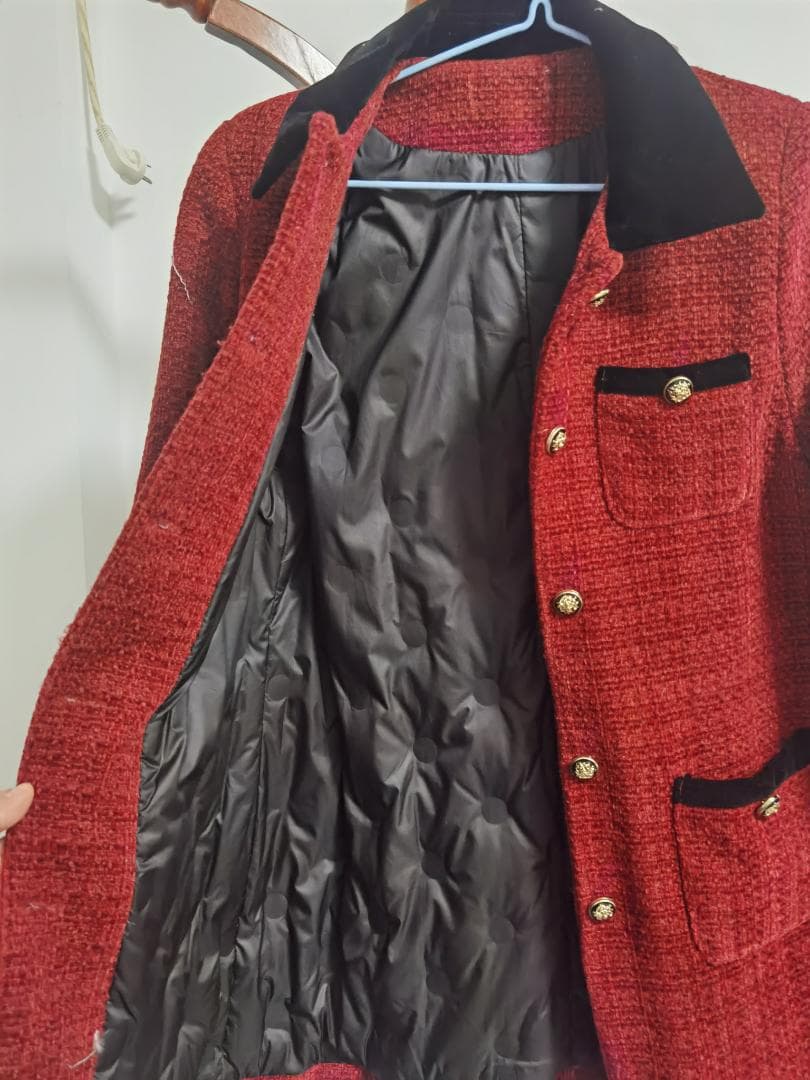 赤いツイード チェスターコート