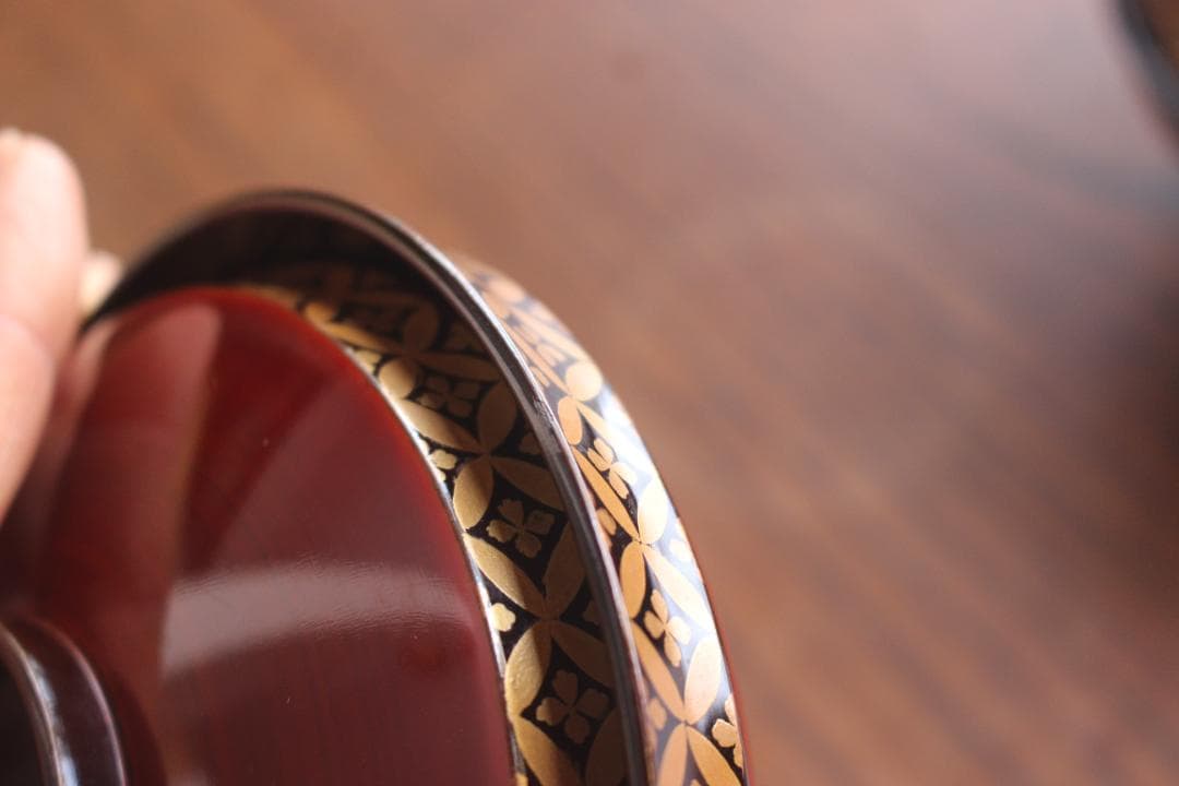 小傷有！極上溜塗に優美な七宝蒔絵の映えるお椀2点（検輪島塗懐石椀蒔絵椀