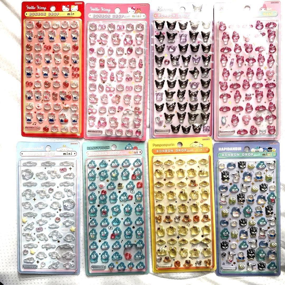 【正規品】新品サンリオ ボンボンドロップシール ミニ全種類8枚　24時間以内発送