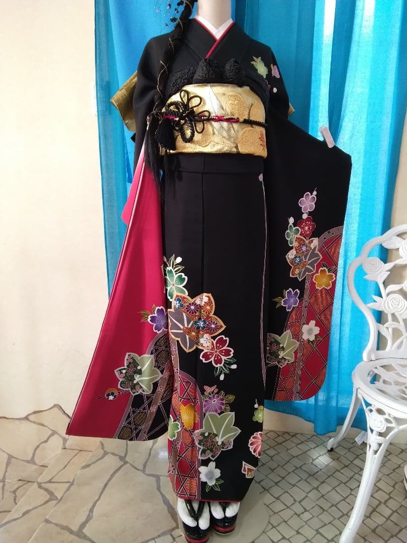 振袖フルセット、正絹振袖成人式、重ね衿、帯揚げ帯締め、西陣袋帯、長襦袢