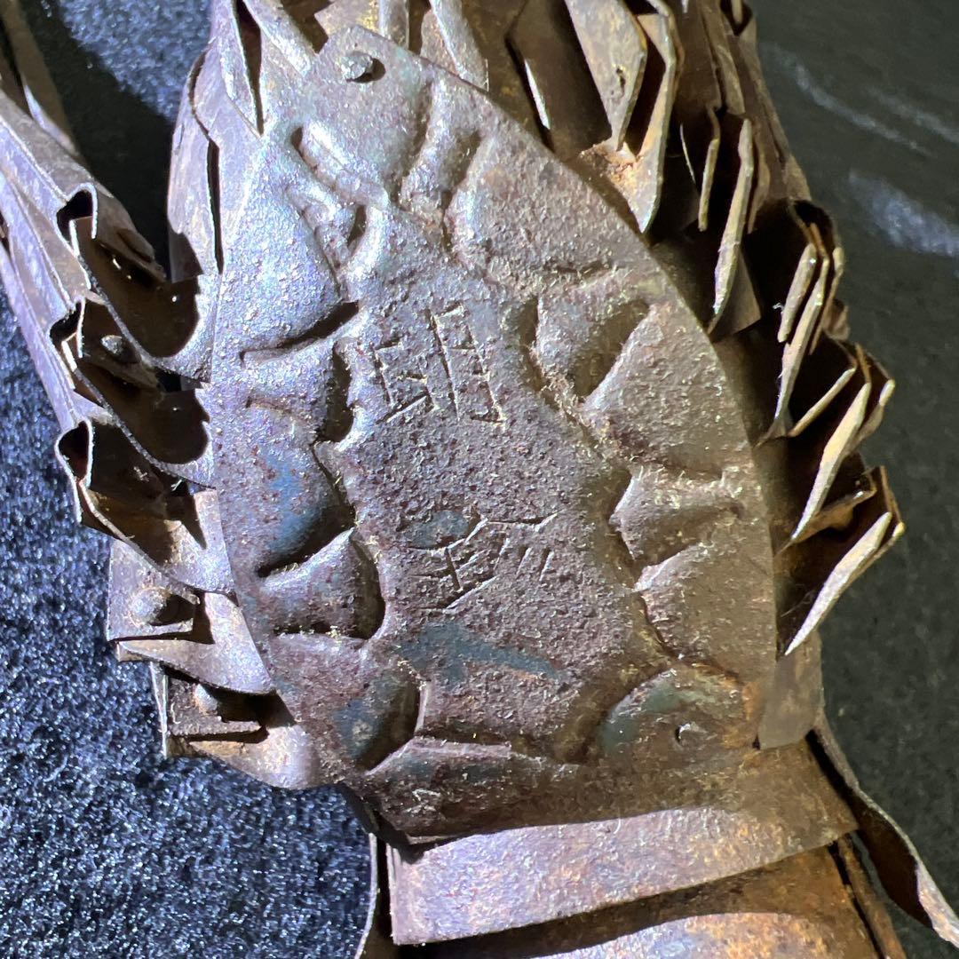 時代　明珍在銘鉄製自在伊勢海老木箱付全長約36㎝/134g東Y7-1205☆1F