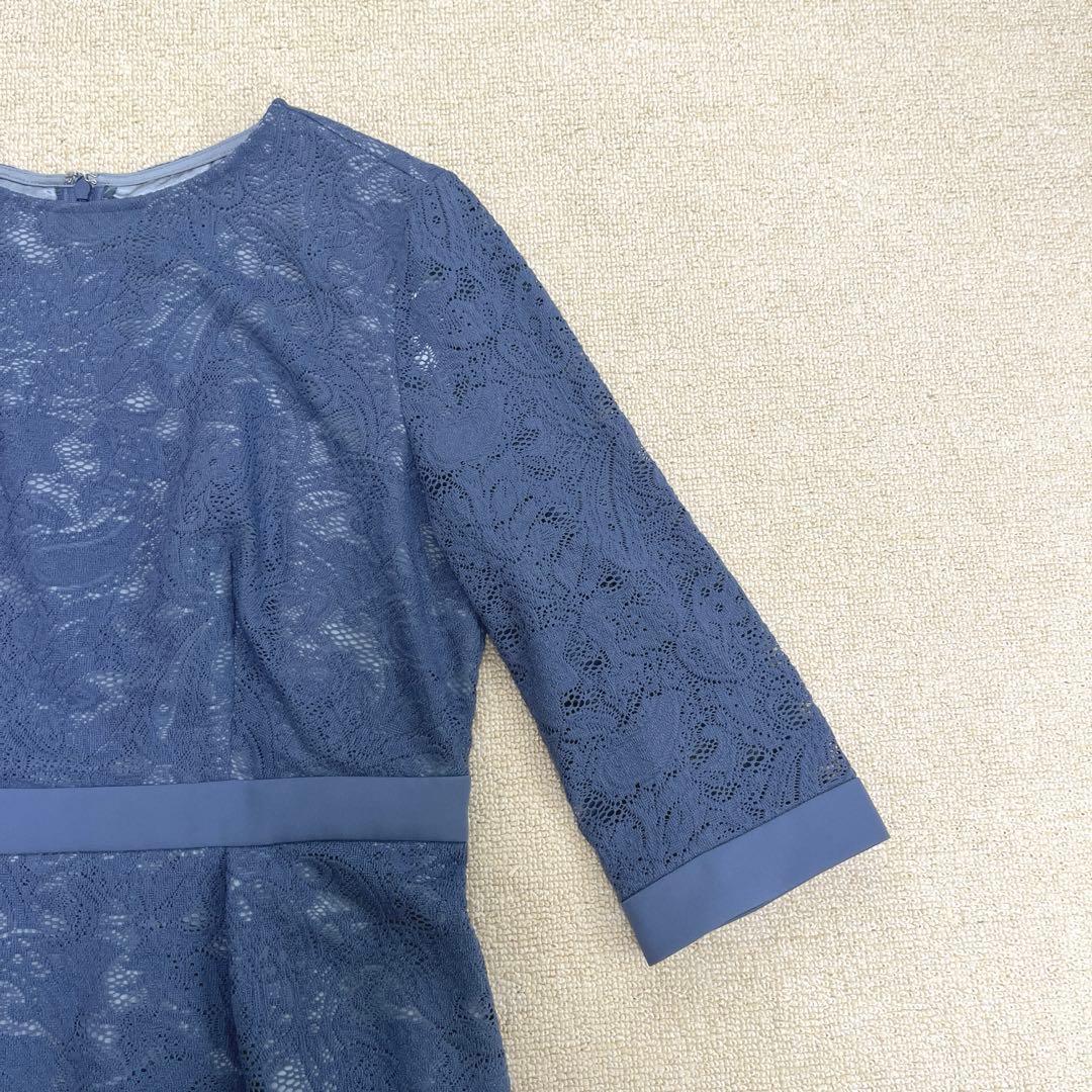 【大きいサイズ】エメ　ペイズリー柄レース袖付きタイトパーティードレス　XL