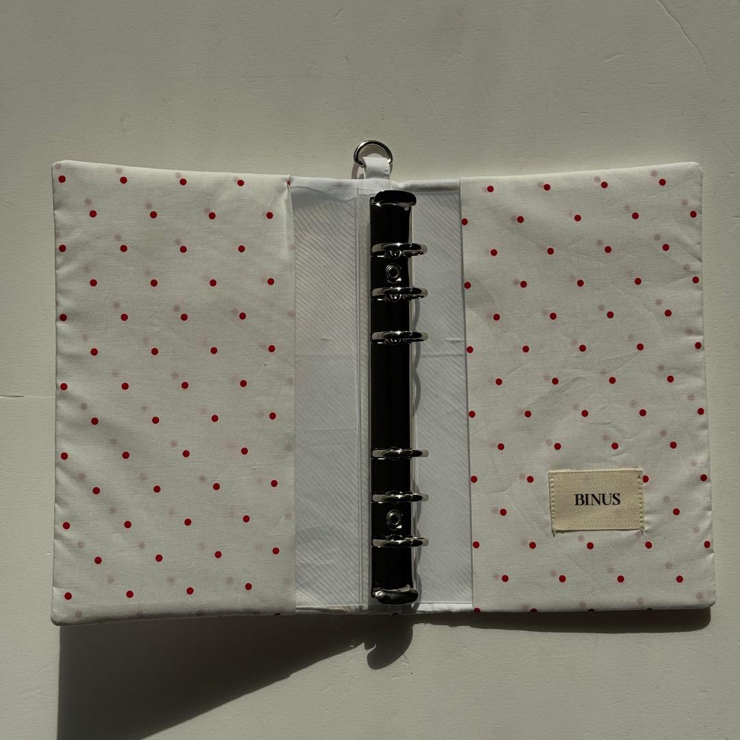 バインダーカバー　赤ドット　A6 韓国　貯金