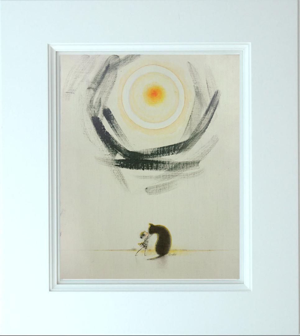 油絵 菅家令子 絵 絵画インテリア額付(白) F3-092018子犬子猫と女の子