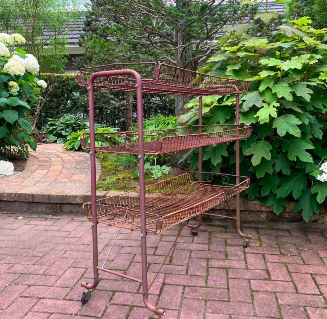 引取り歓迎　ワイヤーラック　古家具　ビンテージ　棚　什器　シャビー