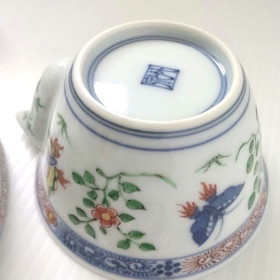 京焼 平安 四代 三浦竹泉 竹泉 色絵花蝶文 煎茶器 宝瓶 茶器 茶道具 極美品