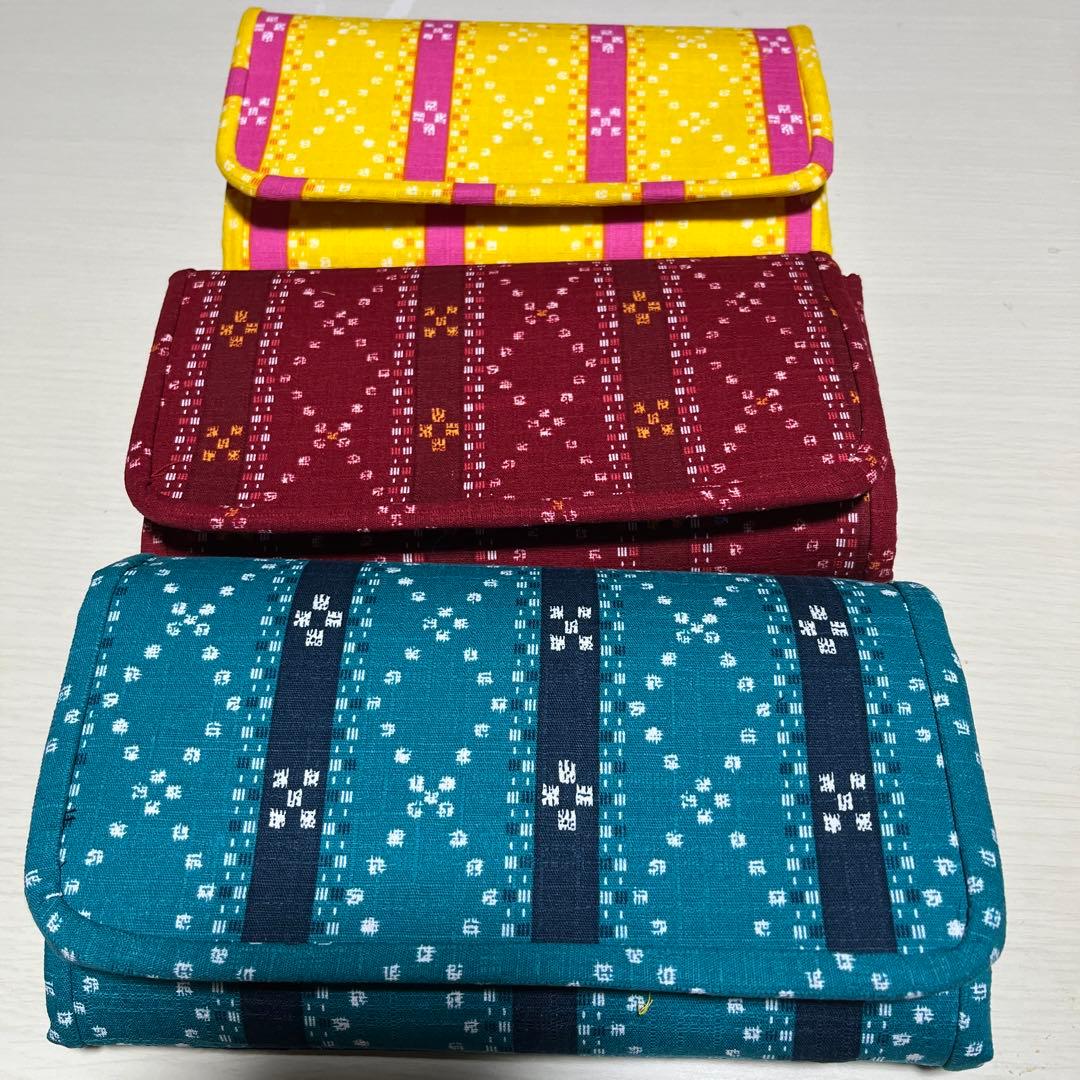 ミンサー柄やりくり　長財布　3点