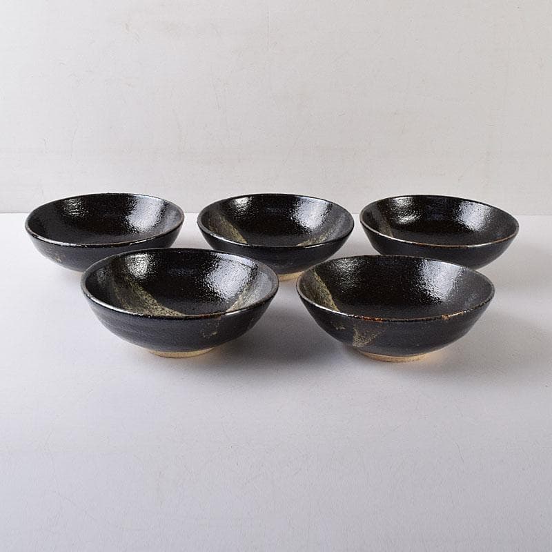 gmgmgm　茶道具　浅野陽作　黒鉢　5客　共箱　V　8005