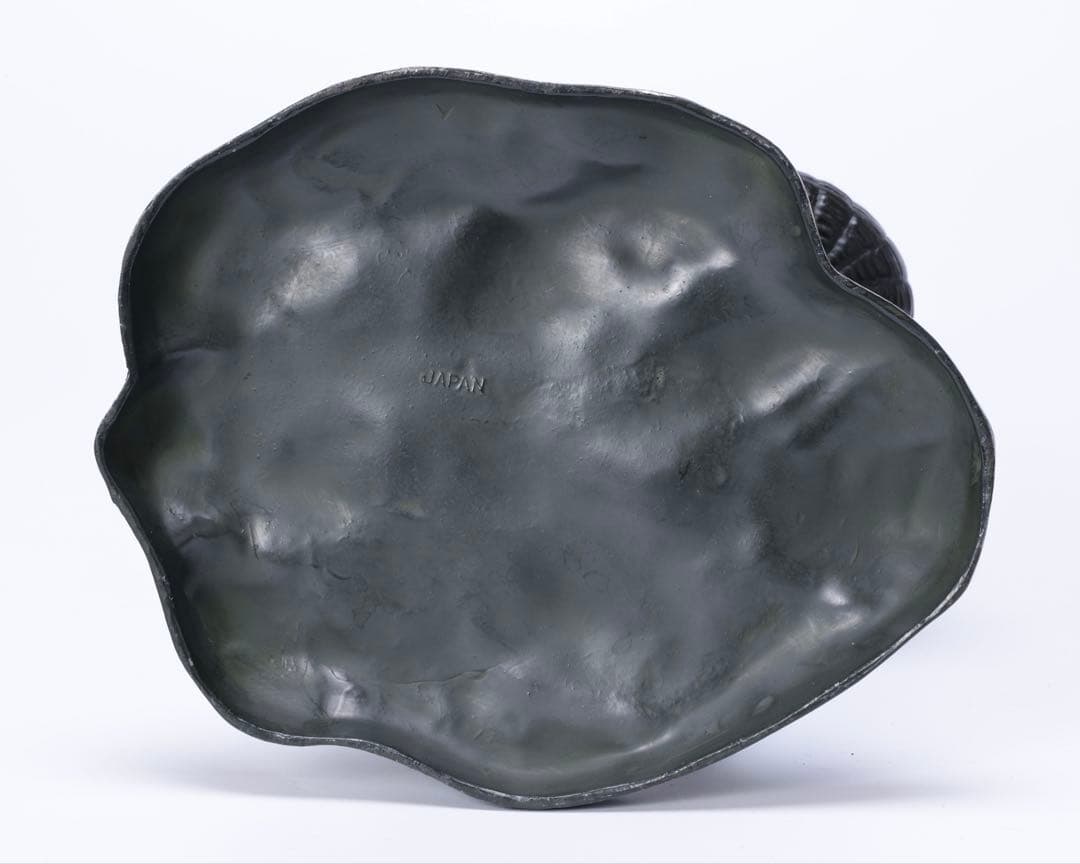 金属製 農夫像 魚籠 竹竿 裸足の老人 人物像 置物 ブロンズ調 彫像 骨董品