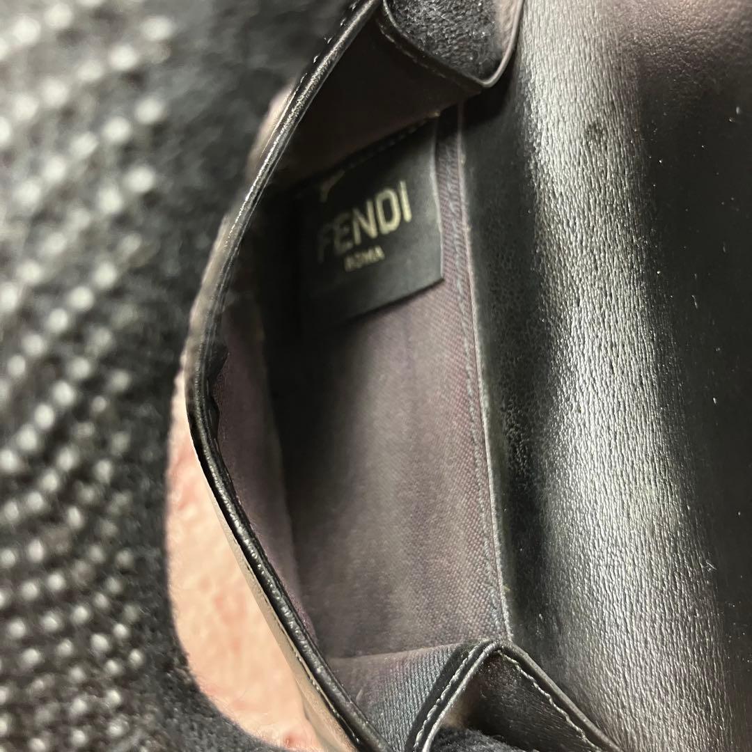 美品✨FENDIモンスター バグズアイ 三つ折り財布 ブラック 本革 レザー