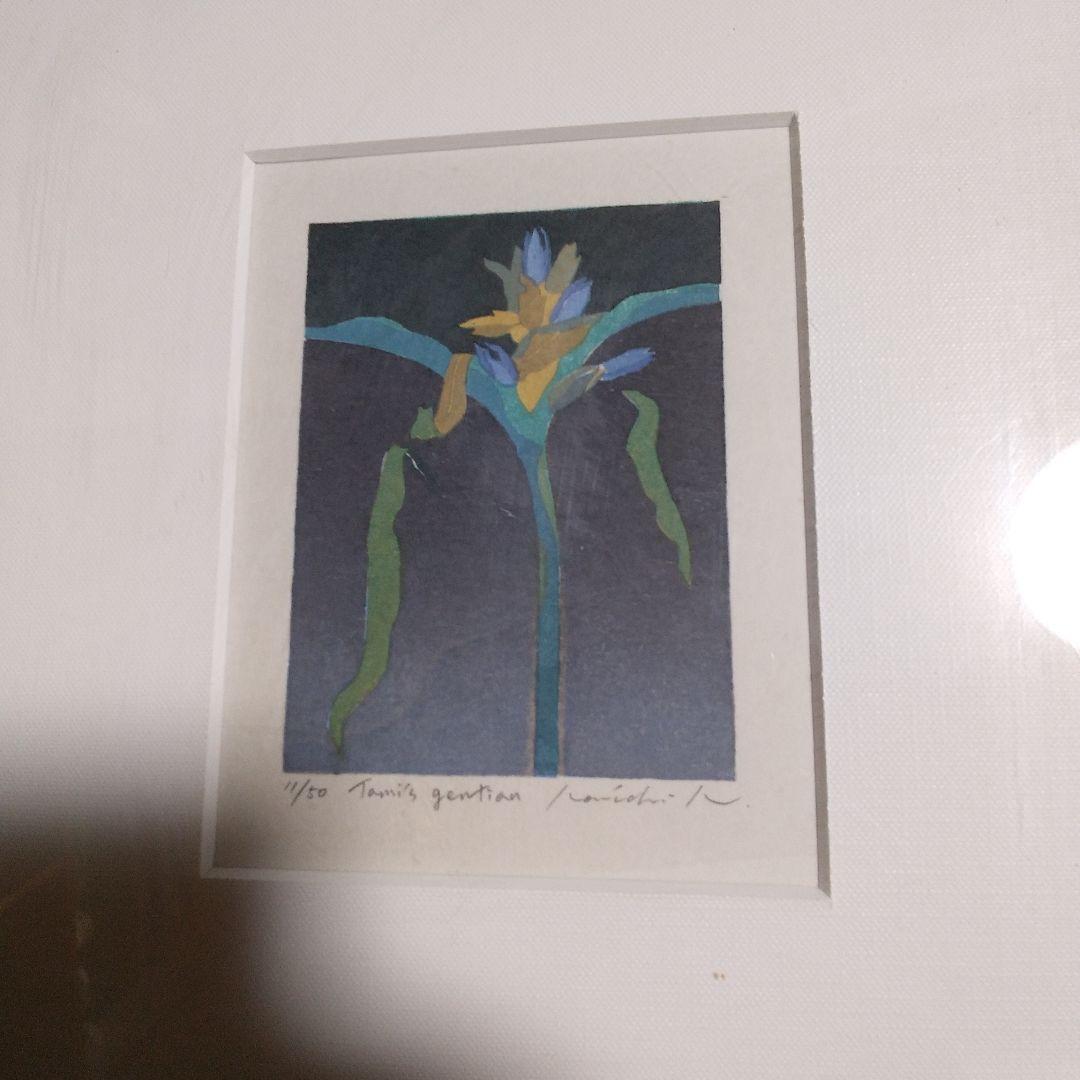 額装　ツユクサ　リトグラフ