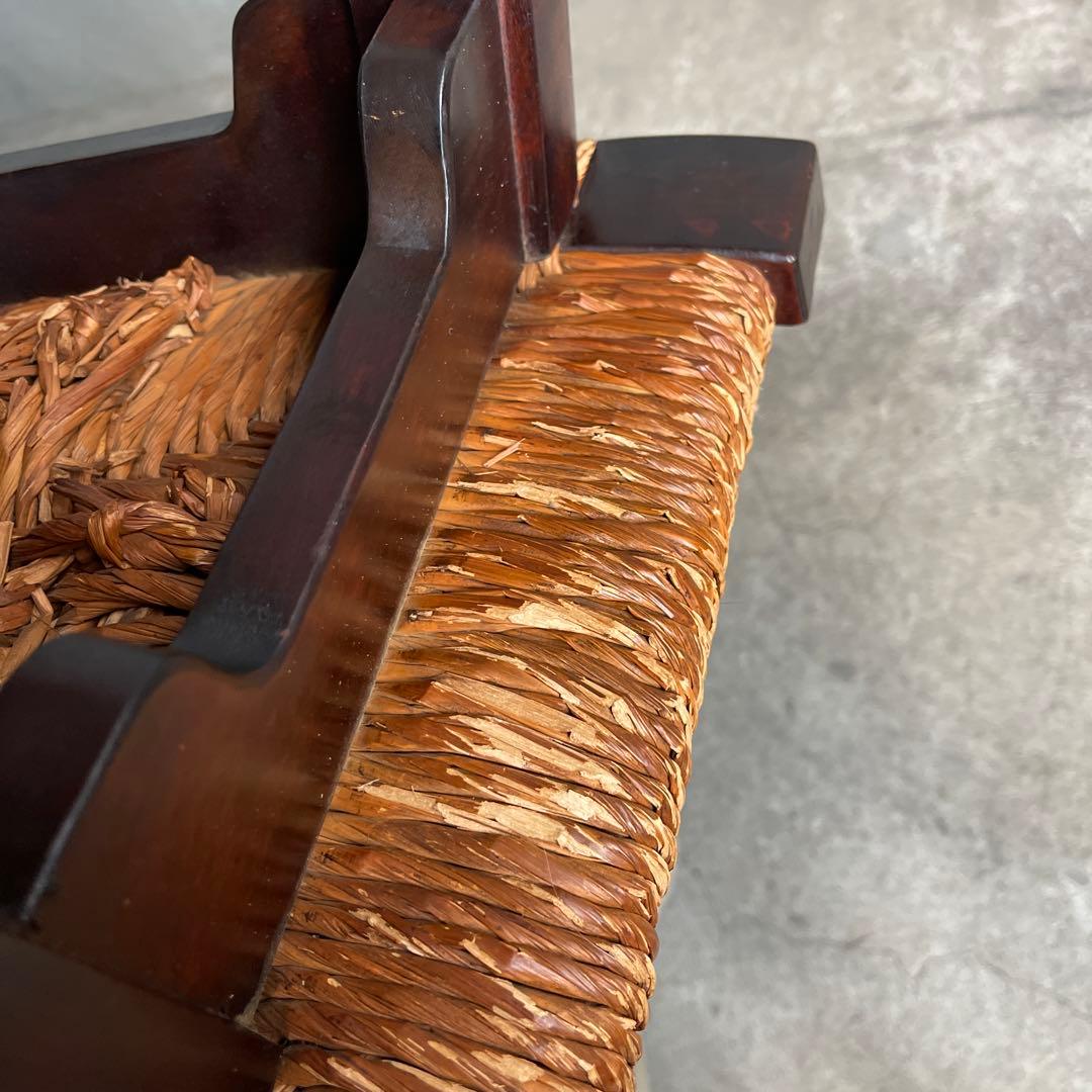 松本民芸家具 柳宗悦デザイン ビンテージ ラッシスツール ミズメ桜無垢材 太蘭草