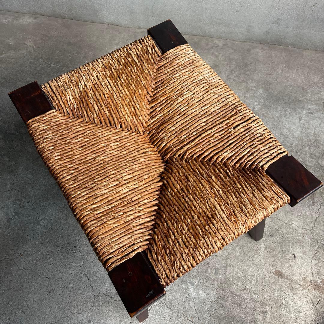 松本民芸家具 柳宗悦デザイン ビンテージ ラッシスツール ミズメ桜無垢材 太蘭草