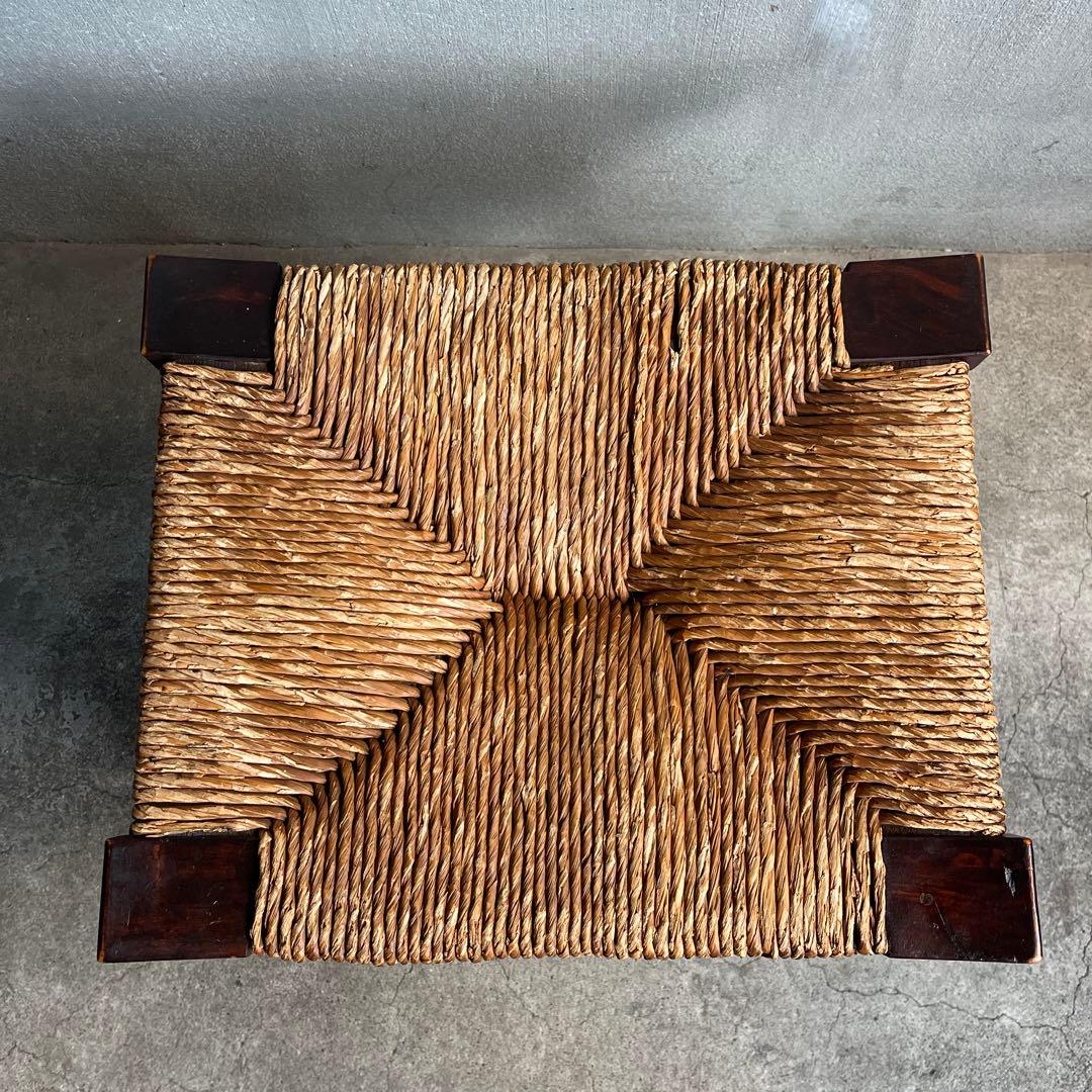 松本民芸家具 柳宗悦デザイン ビンテージ ラッシスツール ミズメ桜無垢材 太蘭草